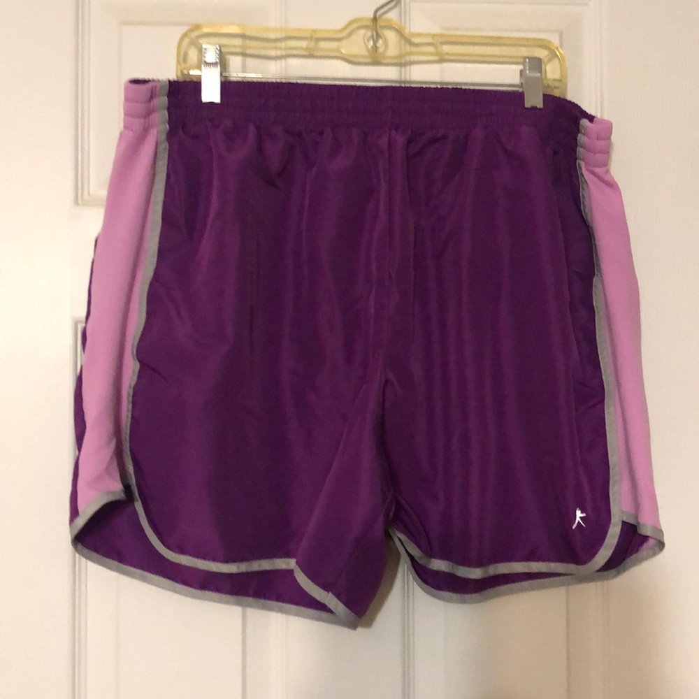 Danskin Now purple/pink/gray silky running shorts